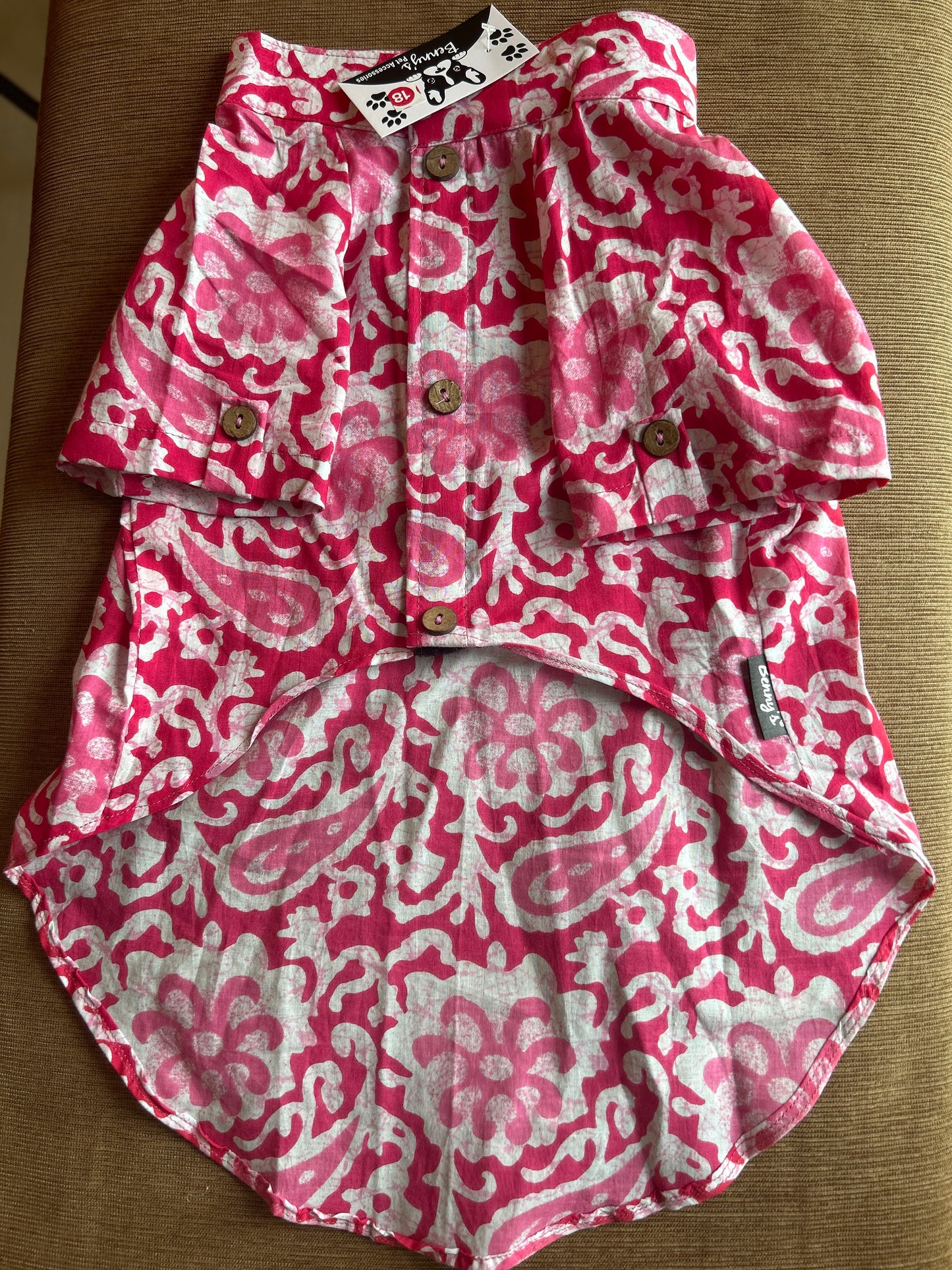 Pink Cotton Paisley Kurta For Dogs Indian Ethnic Outfits S,M,L