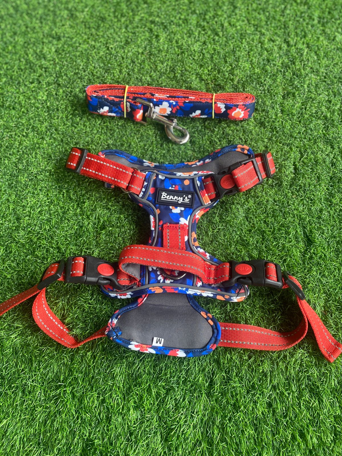 Red Floral Chest Harness For Pets S,M,L,XL