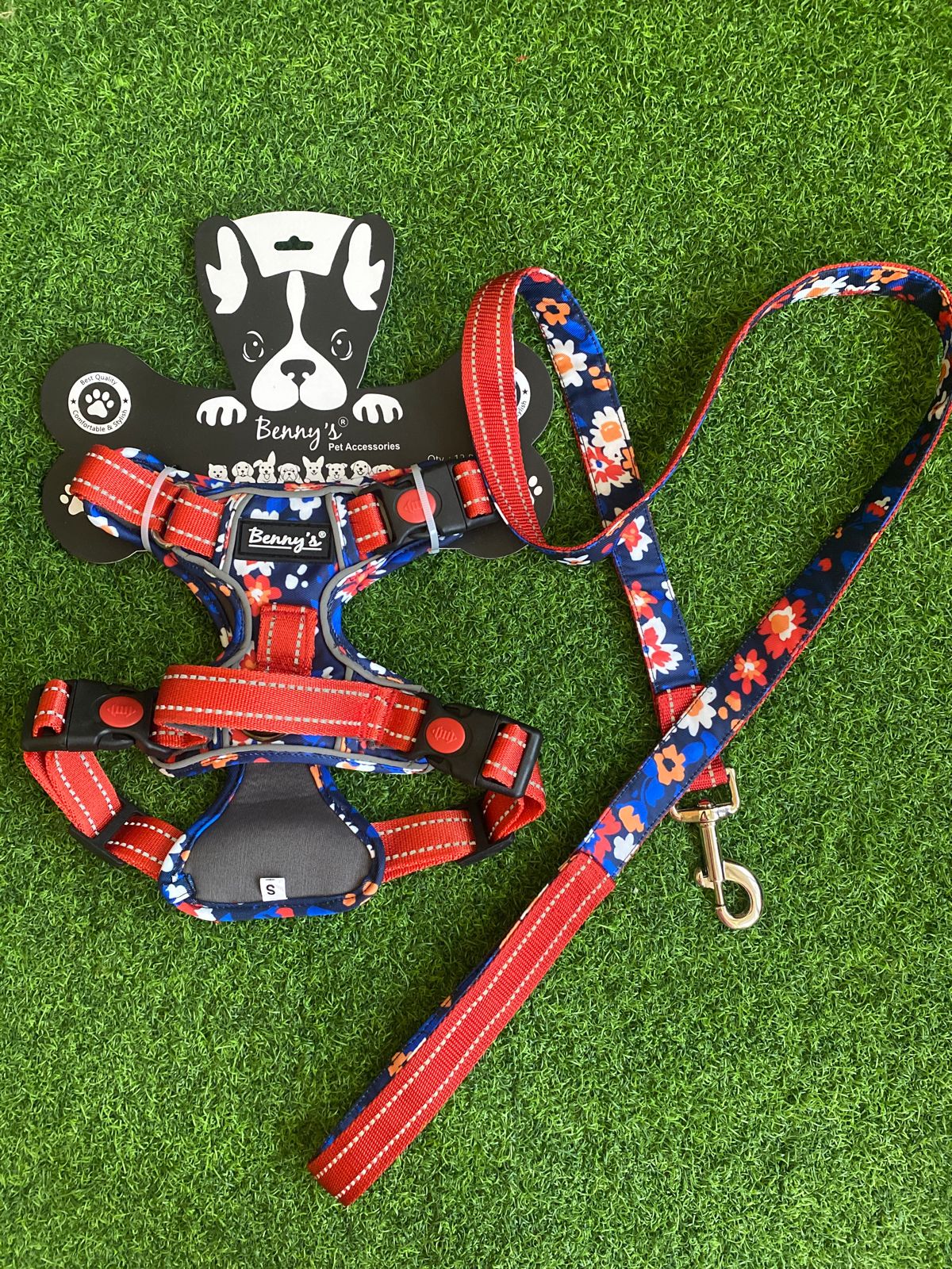 Red Floral Chest Harness For Pets S,M,L,XL