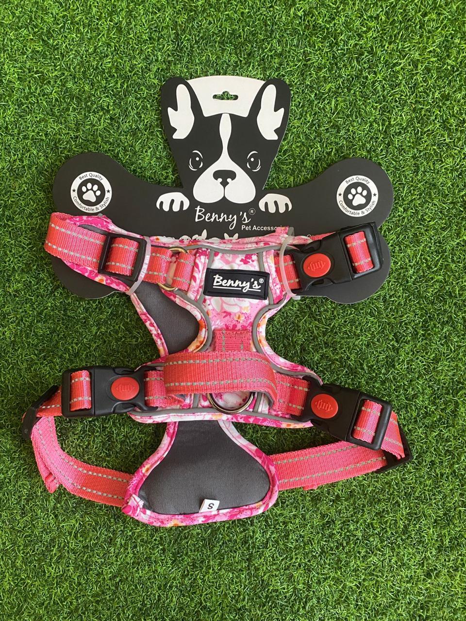 Pink Floral Chest Harness For Pets S,M,L,XL